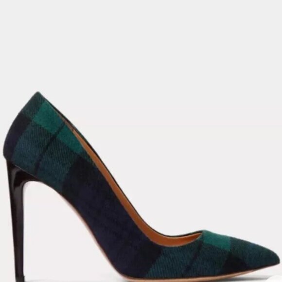 NWB Ralph Lauren Collection Women’s Celia Black MU Watch Tartan Pumps - Picture 2 of 5